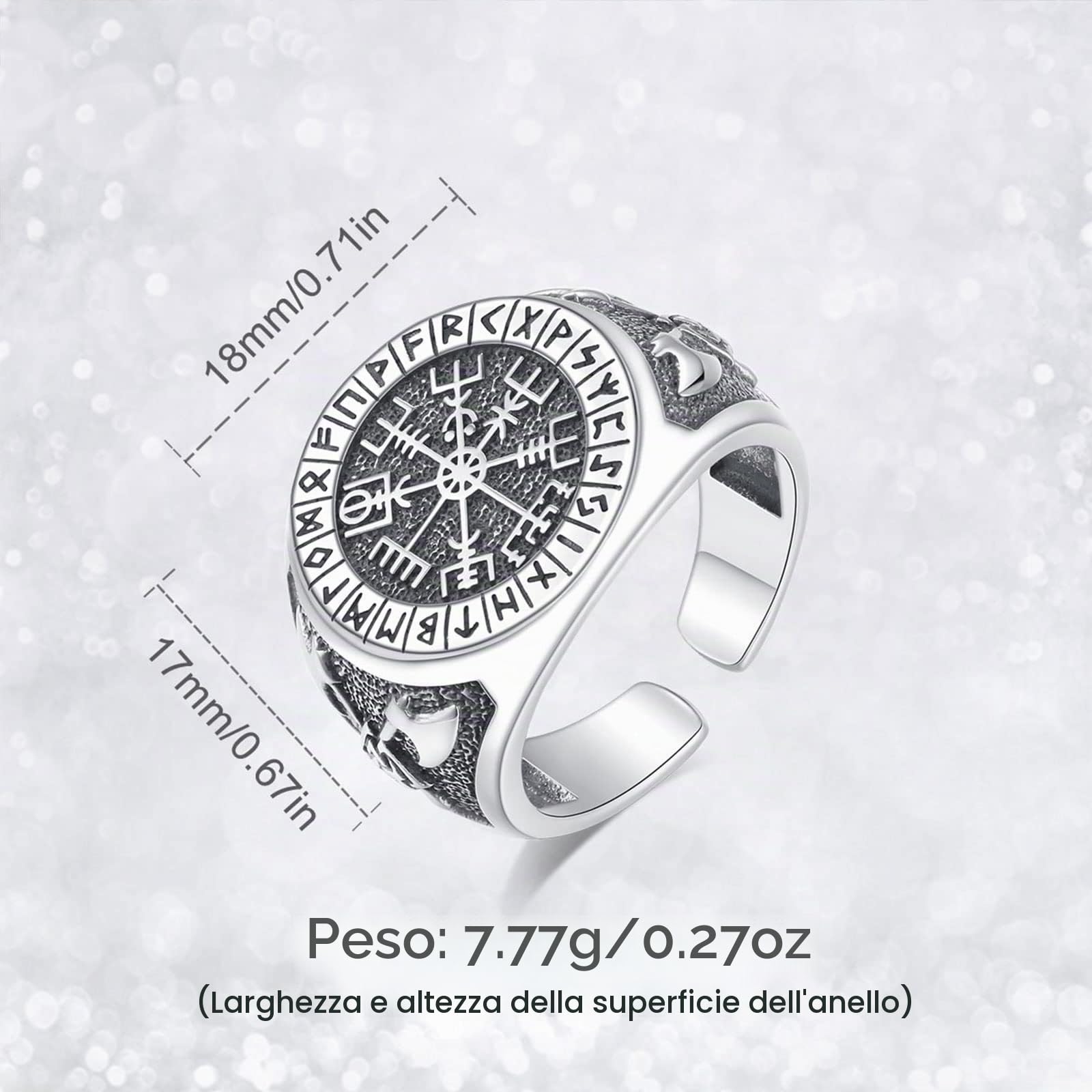 Vichingo Collana per Donna Uomo, Vintage Nordic Wolf Dragon Cross Viking Valknut Ciondolo Vegvisir Anello Jewelrt Regalo per Marito Moglie, 24 In