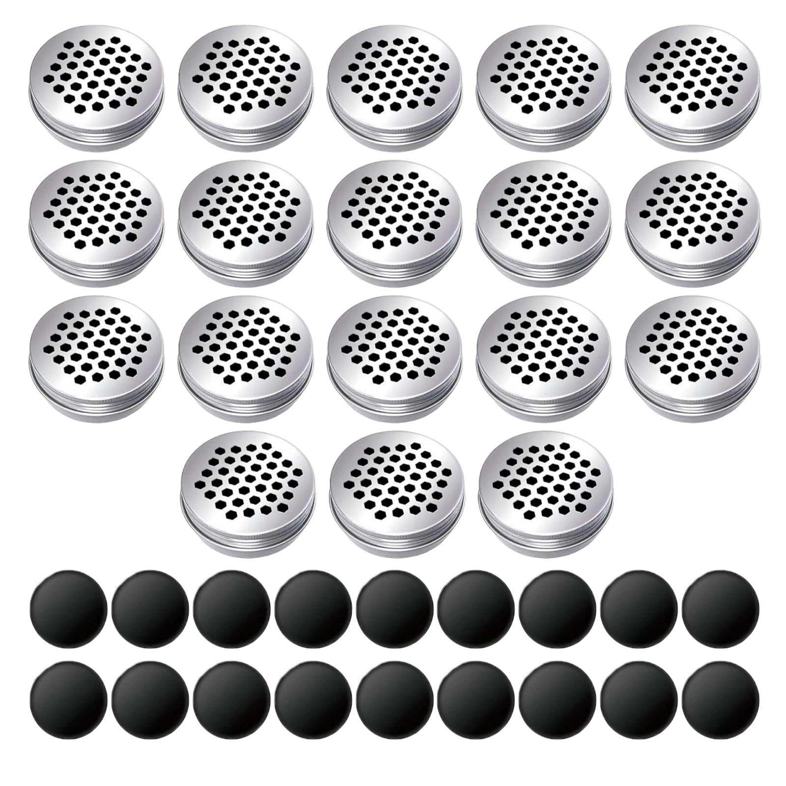 LOVIVER 18 Pieces Dog Scent Training Kit Scent Work Tins Reusable Small Dog Food Containers Portable with Hollow Lids Aluminum Cans