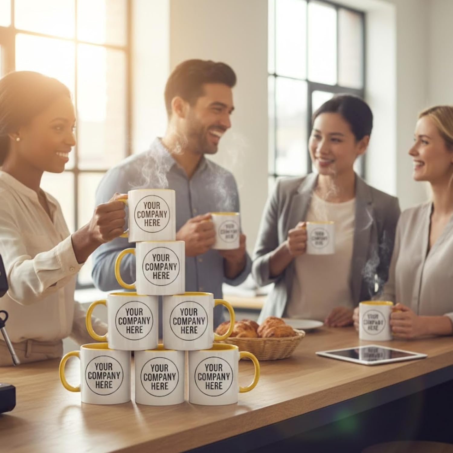 Bulk Custom Logo Mugs 11oz – Personalized Promotional Coffee Cups with Company Logo, Text and Branding, Double-Sided Print Wholesale (Set of 10, 20, 50 or 100) Ideal for Office Gifts (10, Blue) - Image 7