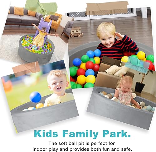 Miniatura 7 de BELEEV Piscina de bolas de espuma para niños pequeños diseño redondo suave regalo ideal para bebés bebés interiores y exteriores 355 x 118 pulgadas