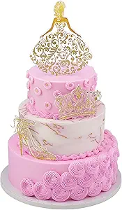 DecoPac QUINCEANERA Cake Decorating Kit, XL-GOLD Cake and Cupcake Toppers for Girls Sweet 15 Birthdays and Parties, Quince Años
