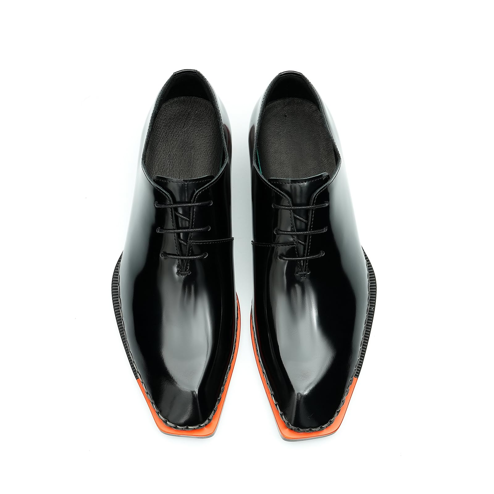 Oxfords Pulidos Hechos a Mano para Hombre Zapatos con Cordones Cuero Genuino Punta Cuadrada Zapatos de Vestir Formales Negocios