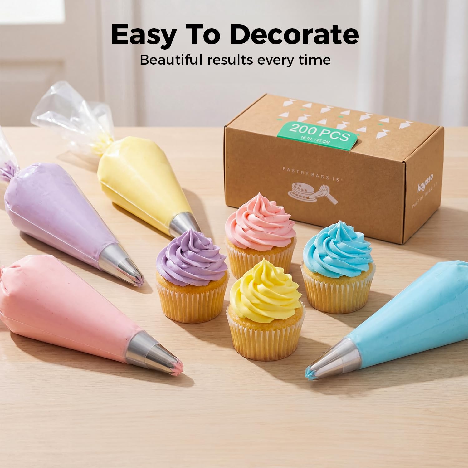 Bolsas desechables para decoración de pasteles, 12 pulgadas, paquete de 200 unidades