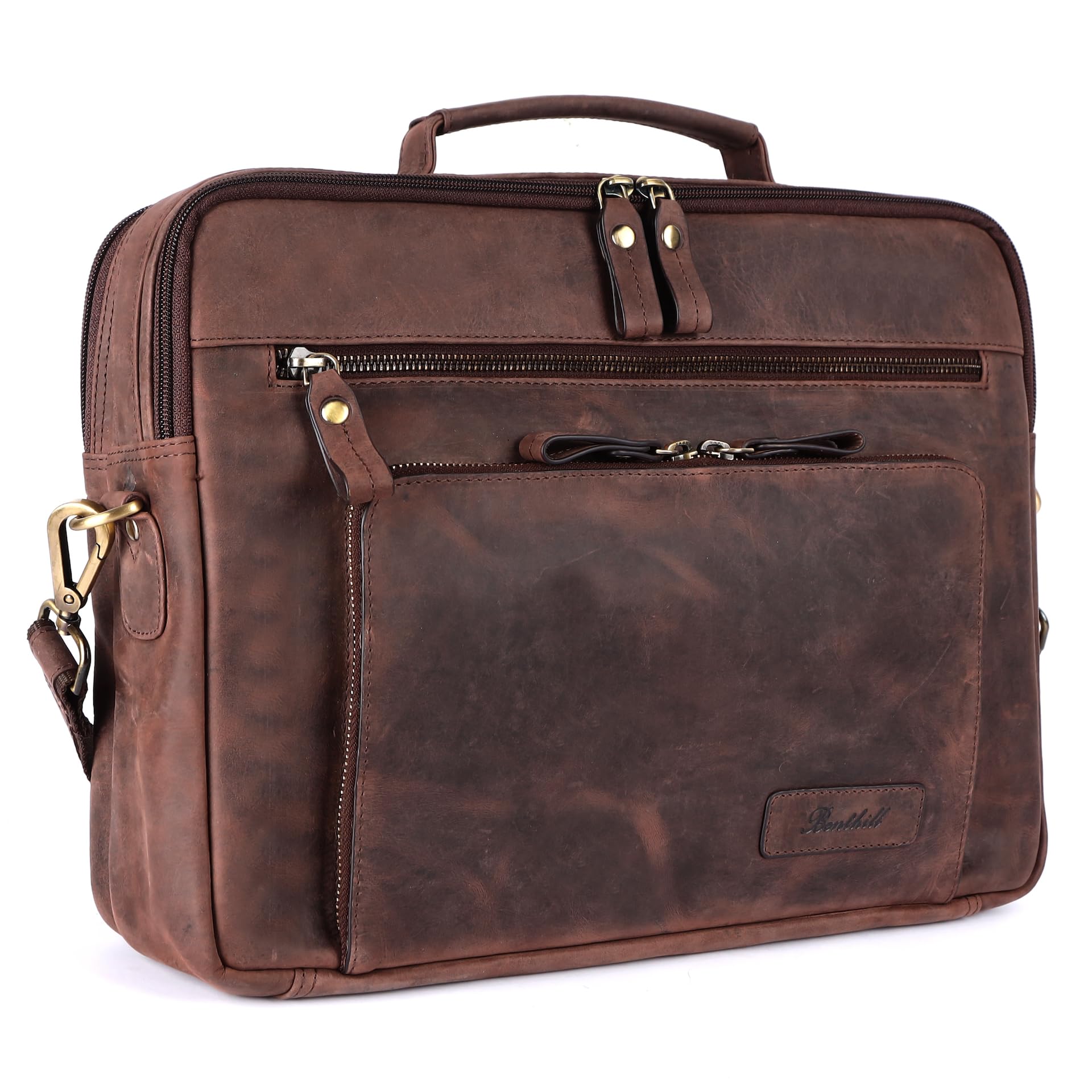 Benthill borsa per laptop vera pelle I borsa a tracolla per laptop I valigetta per notebook I Donna e Uomo borsa I borsa per notebook
