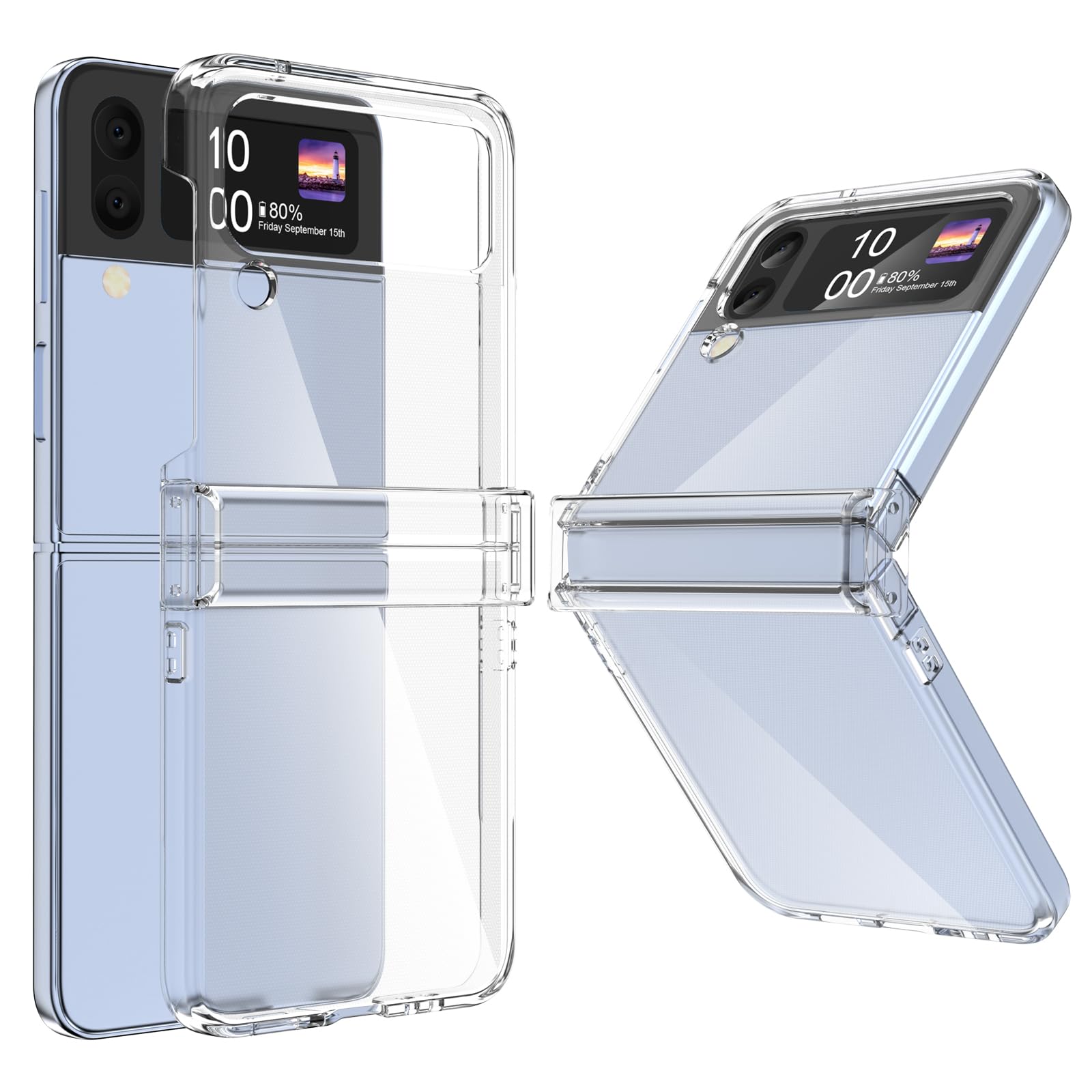 WATACHE for Galaxy Z flip 3 Case with Hinge Protection, Z flip 3 Case Clear Slim Transparent Shockproof Hinge Hard PC flip3 Phone Case Cover, Clear