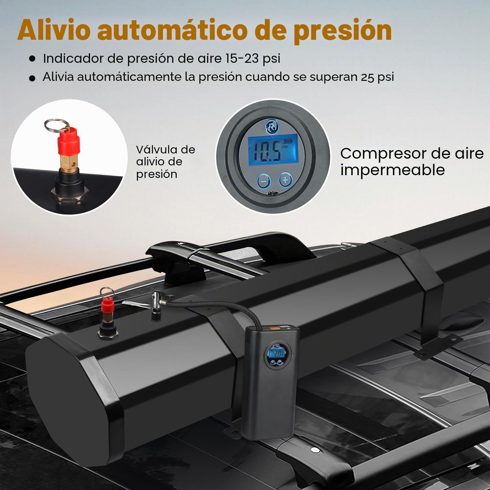 Ducha Portátill Camping - Ducha para Portaequipajes, Tanque De Agua Autosuperación Portátil para Vehículo 30L, Ducha Solar Exterior, con 1.5 Manguera y Alcachofa Para Crossovers, Camiones, SUV Etc