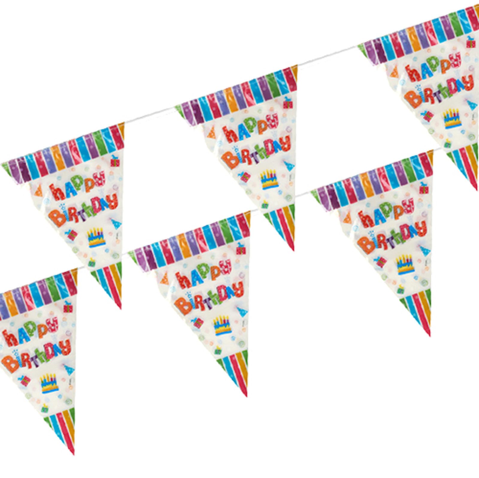Papstar 1 scatola = 10 X Bandierine 4 m "Happy Birthday resistente agli agenti atmosferici 19254