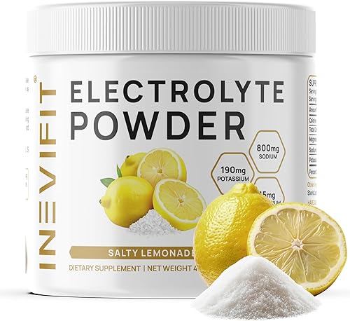 INEVIFIT Polvo de electrolitos salados de limonada - Hidratación y recuperación | Apto para dieta cetogénica, cero azúcar, endulzado con stevia |