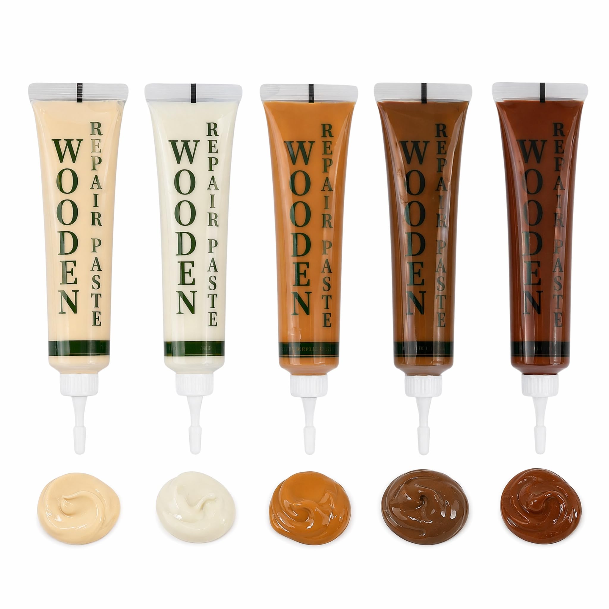5PCS Laminate Floor Repair Kit and Wood Filler, Vinyl Floor Repair Kit for Scratches, Cracks, Holes and Discoloration on Wooden Cabinet, Doors, Furniture and Worktop, Multi-Colour Touch Up Paint