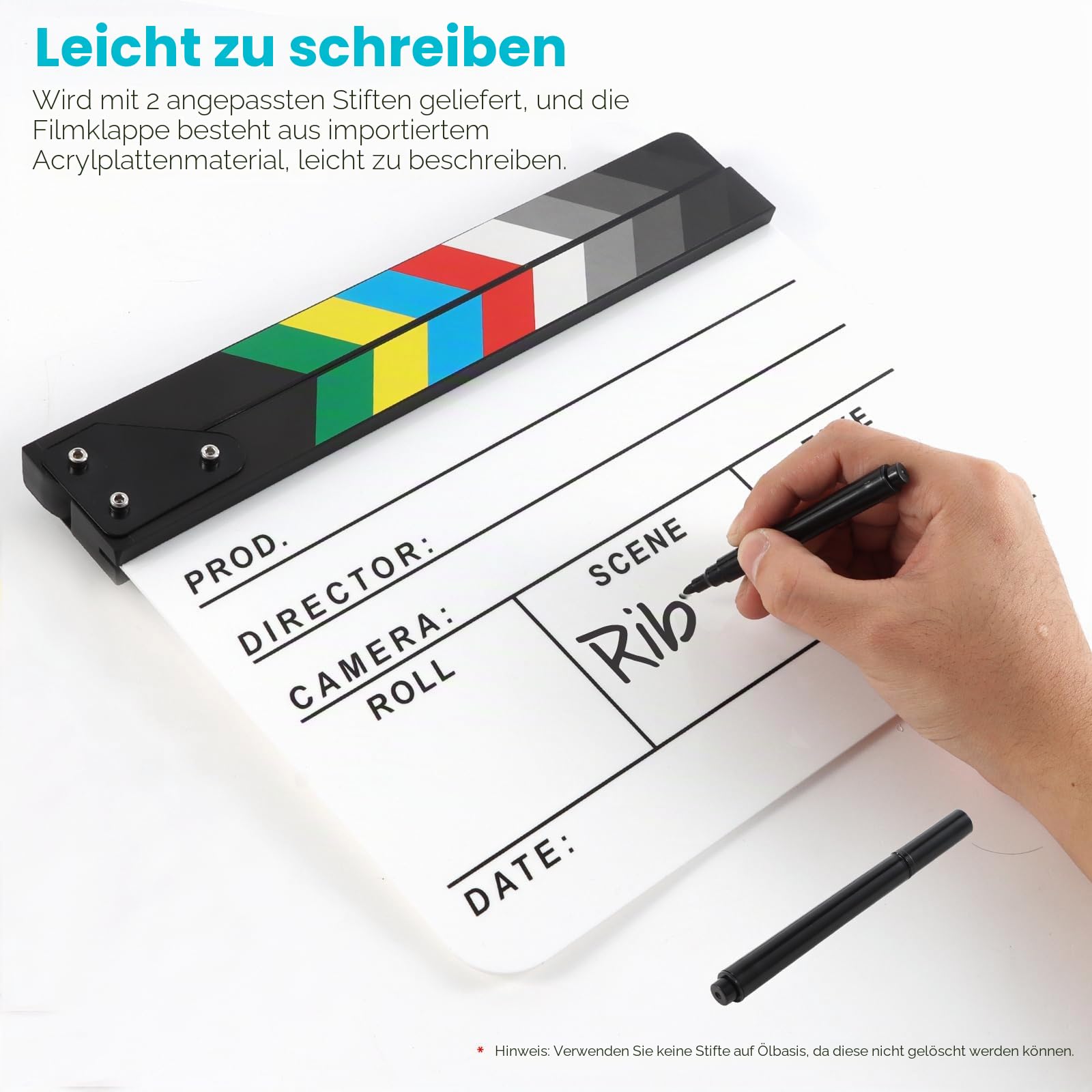 Acryl-Film-Regisseur, Schindelplatte, Fotografie, Video, TV, Aktionsszene, Schiefer mit magnetischem Tafelradierer, zwei benutzerdefinierten Stiften, Reinigungstuch und Sechskantschlüssel,