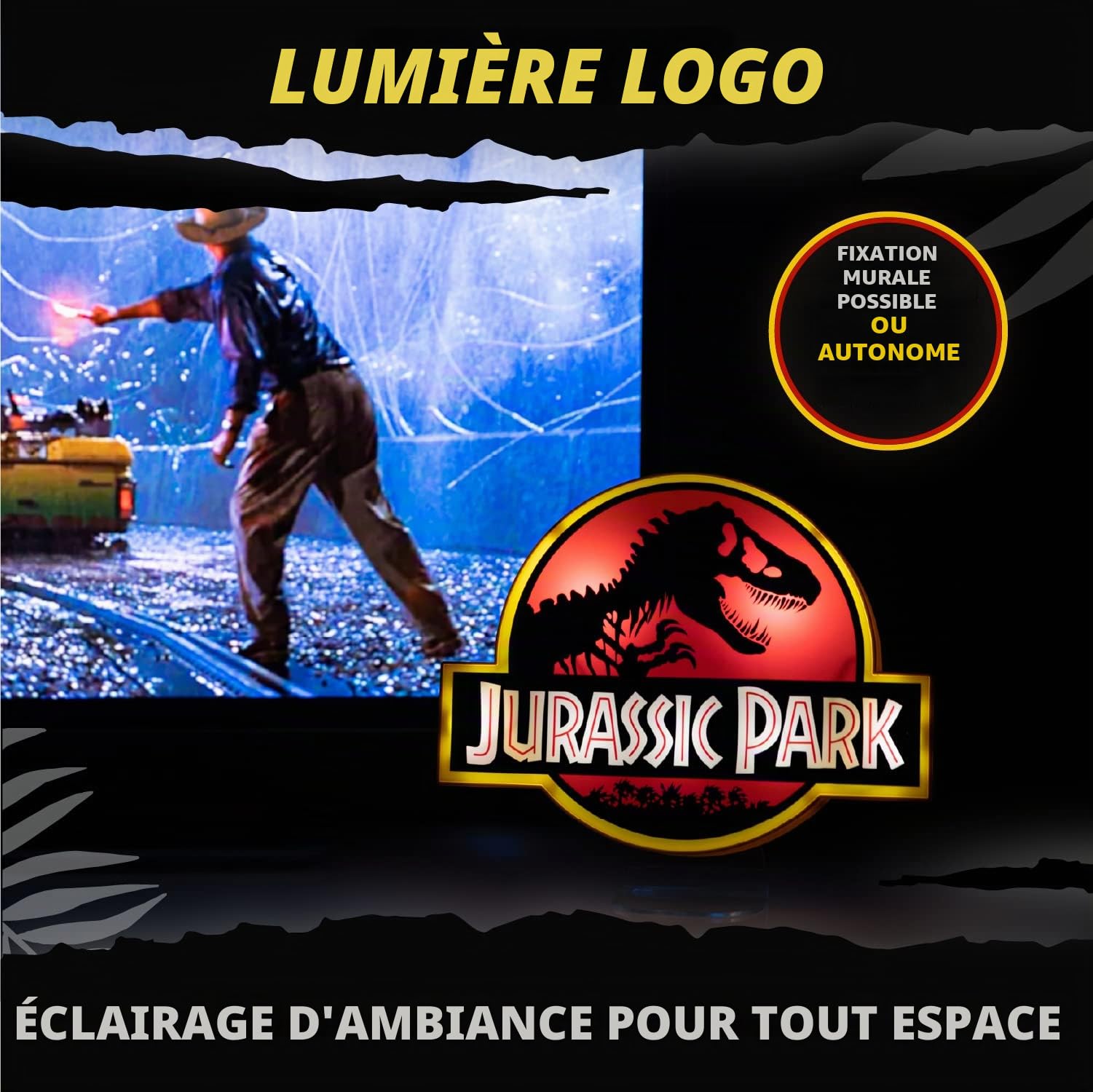 Jurassic Park Officielle Lampe de Bureau Murale USB Piles Film Classique Dinosaures