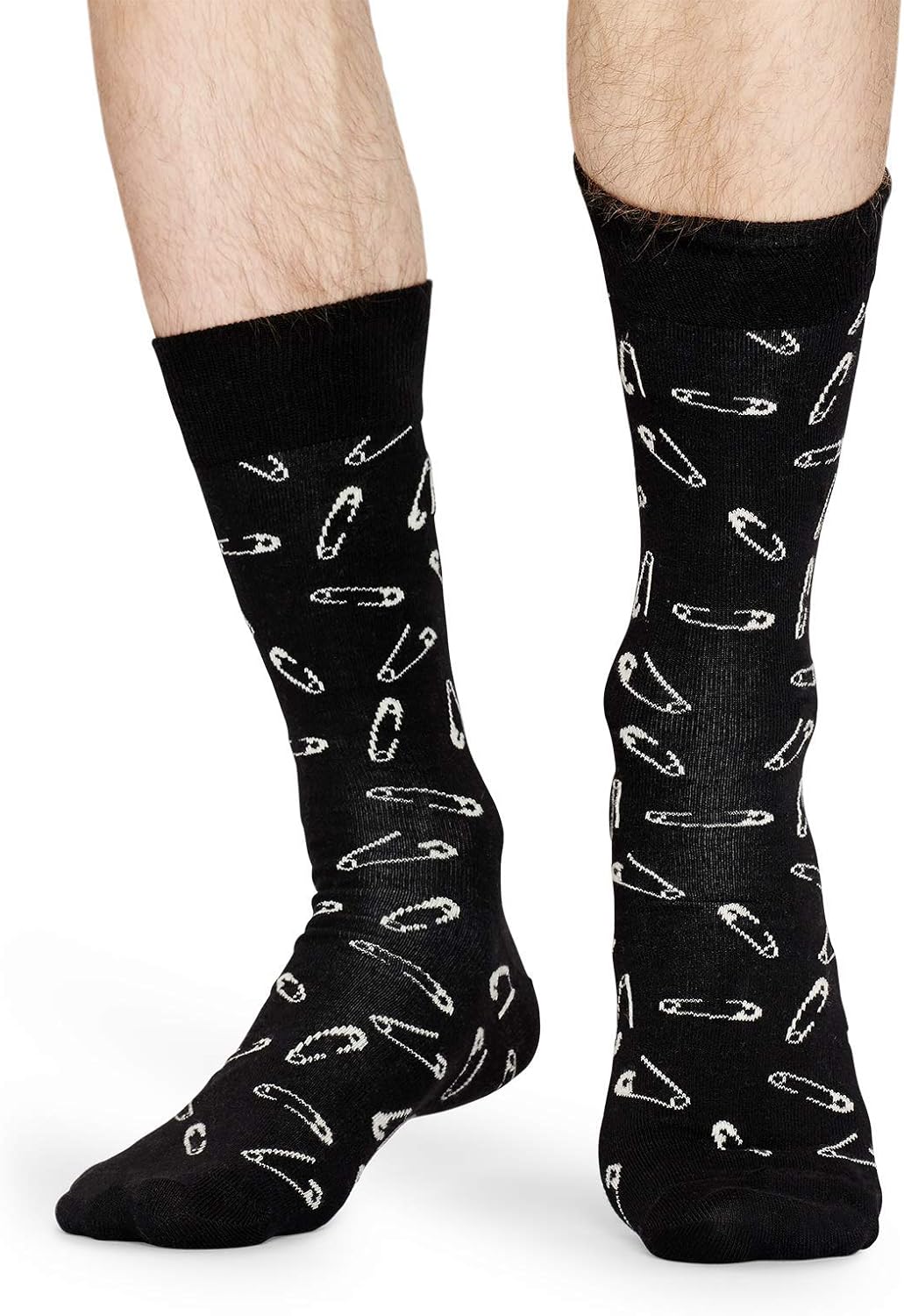 Happy Socks for Men, Women | Casual, Colorful, Fun, Unique Patterns | Premium Cotton Novelty Sock (Pins, Black, Size 10-13)