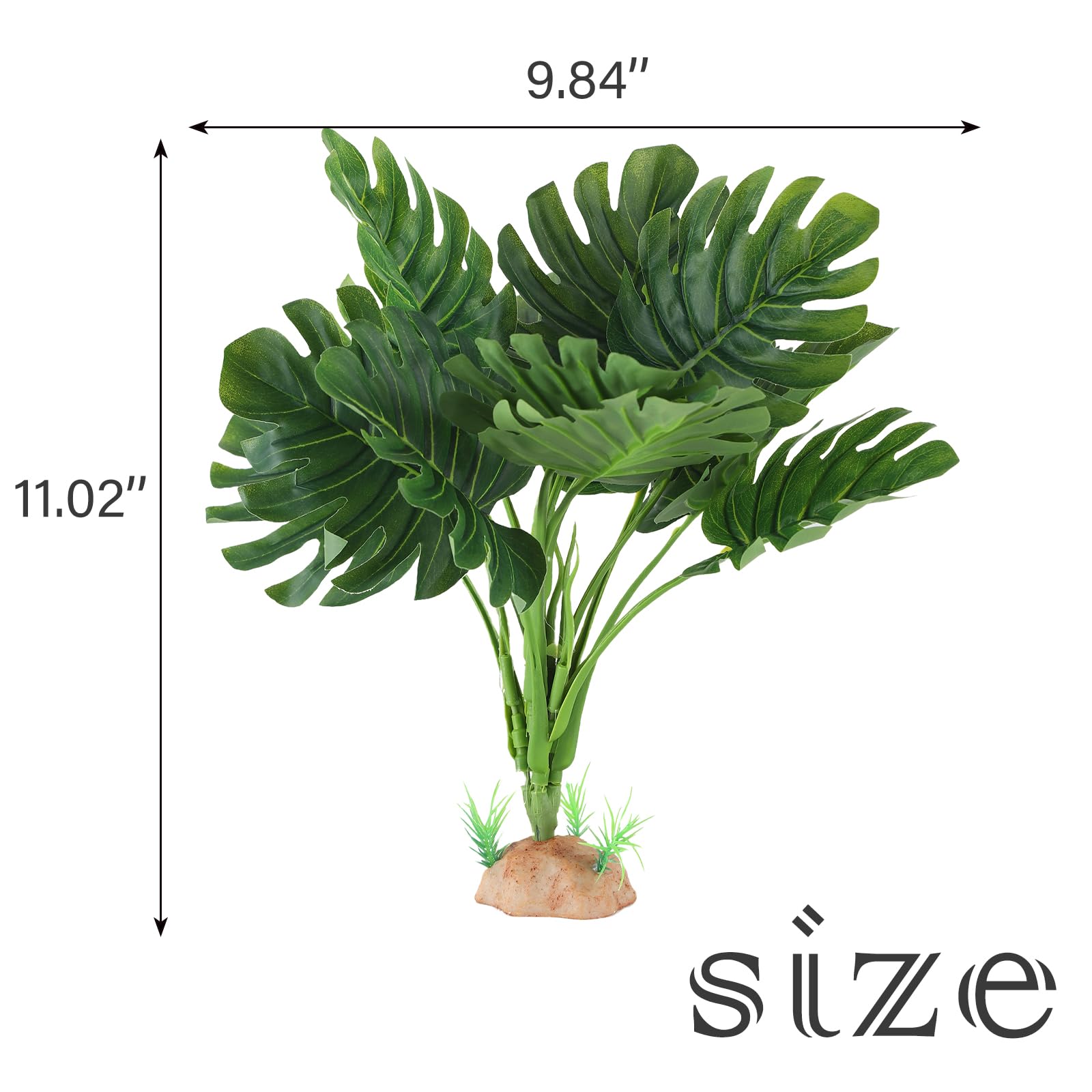 IBWell Reptile Plants - Tortoise Habitat Accessories, Artificial Spider Plant for Gecko, Ball Python, Terrarium Decor - Monstera