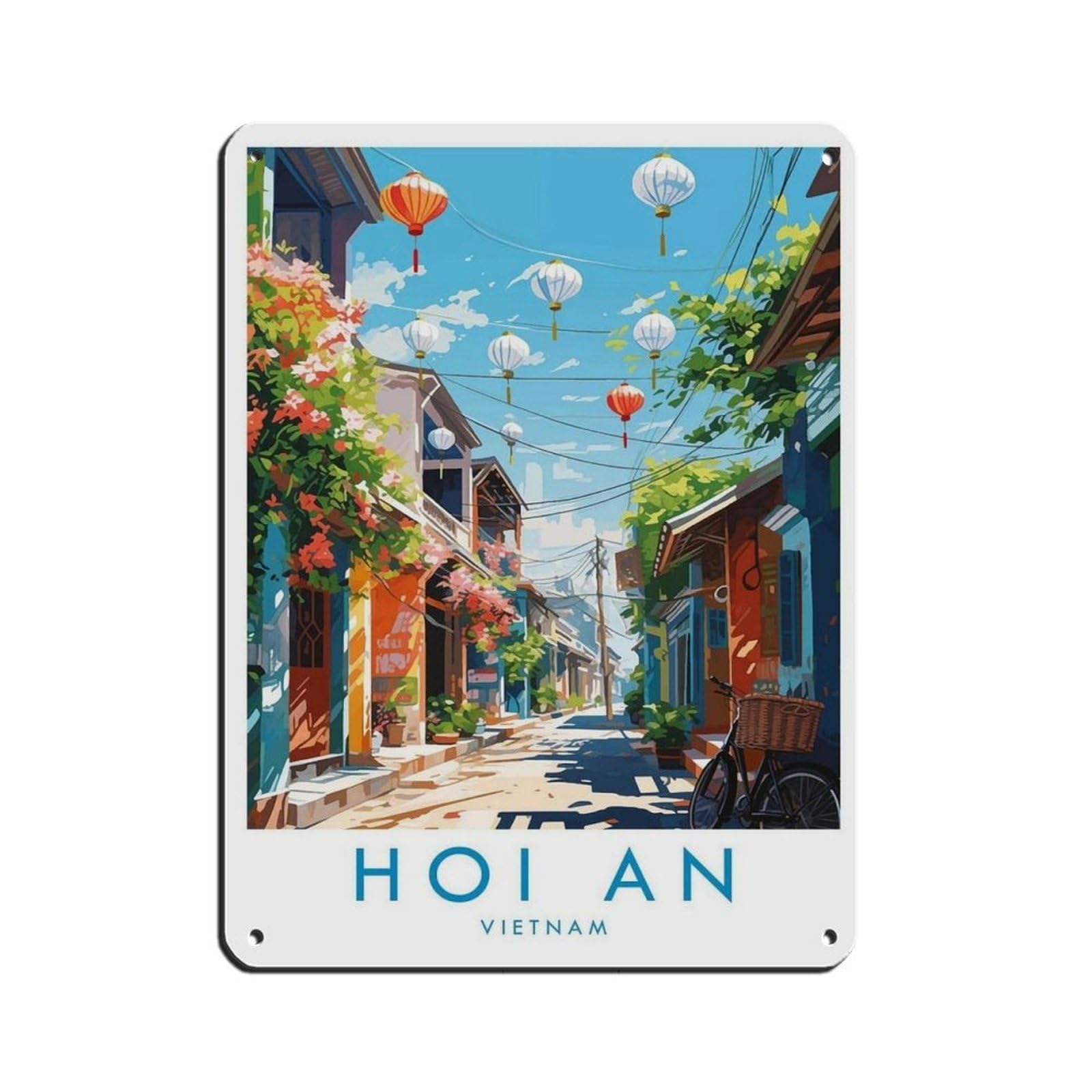 Hoi An Travel,Vietnam Travel Art Retro Poster Metal Tin Sign Chic Art Retro Iron Painting Bar People Cave Cafe Family Garage Poster Wall Decoration 12x16inch(30x40cm)