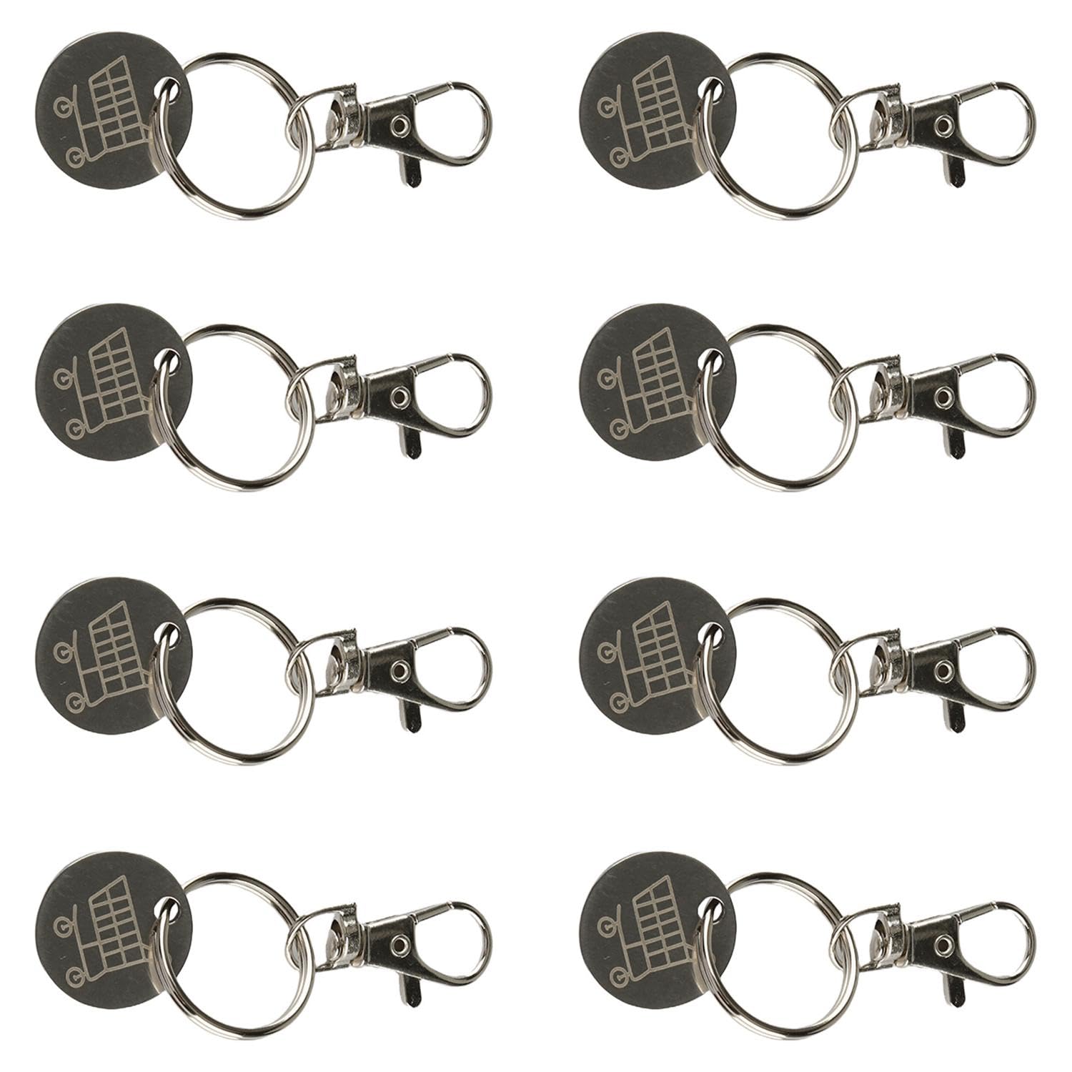 Tabanzhe 8 Pcs Trolley and Locker Coin,Token Keyring,UK Pound Locker Coin Key Clip with Clasp,Durable Shopping Trolley Tokens for Supermarket & Gym Use