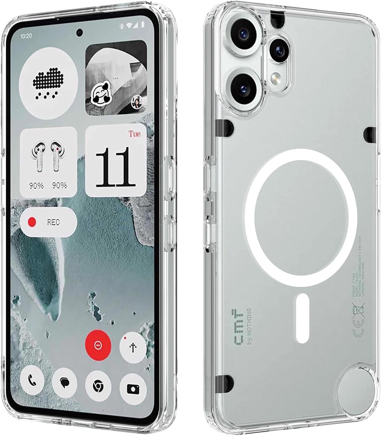 BRAND SET Custodia Nothing CMF Phone 2 Pro – Cover posteriore rigida per PC trasparente magnetica antiurto Bordi in TPU morbido anti-ingiallimento