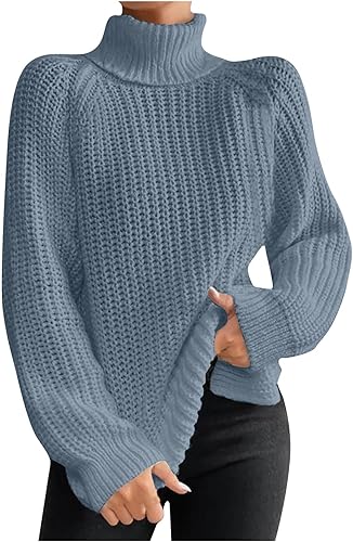 Ropa de invierno para mujer, suéteres de cuello alto de moda, de gran tamaño, casual, color sólido, manga larga, tejido