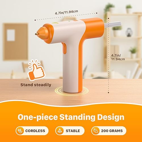 Miniatura 7 de Pistola de pegamento caliente inalámbrica, mini pistola de pegamento sin goteo, pegamento automático, precalentamiento rápido de 15 segundos,