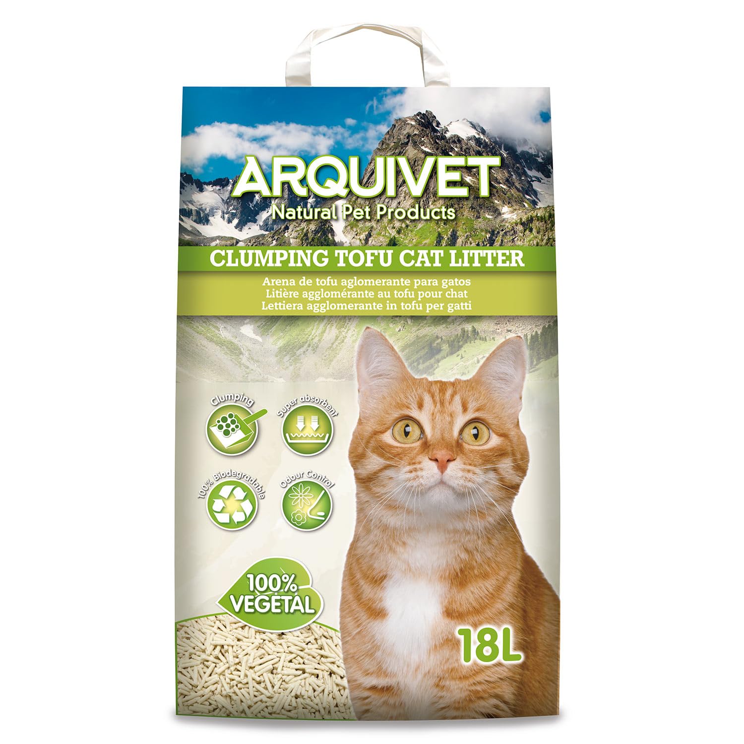 ARQUIVET - Arena de Tofu para Gatos 18 L - Aglomerante y Absorbente