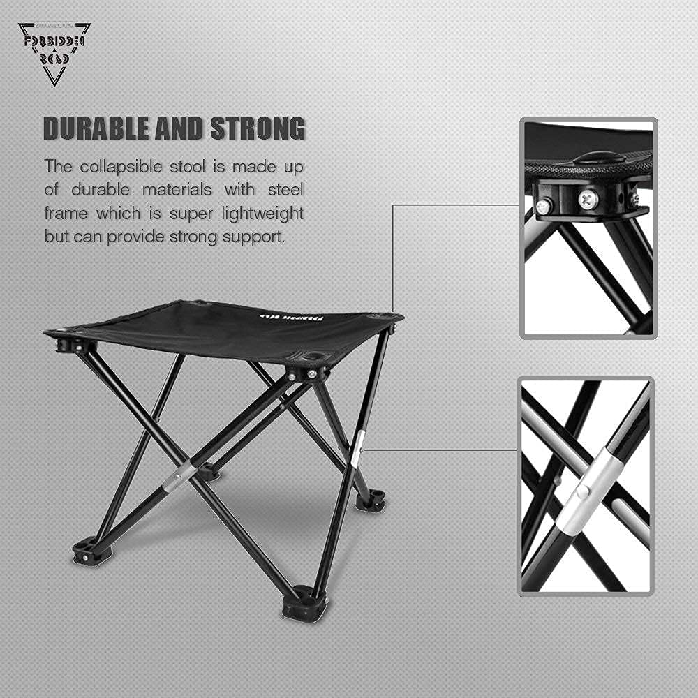 Forbidden Road Camping Stool Portable Footrest for Hiking Fishing Backpacking Beach Travel - Capacity 220lbs (Black, 14.17 * 11.8 inch) (Pack of 2)