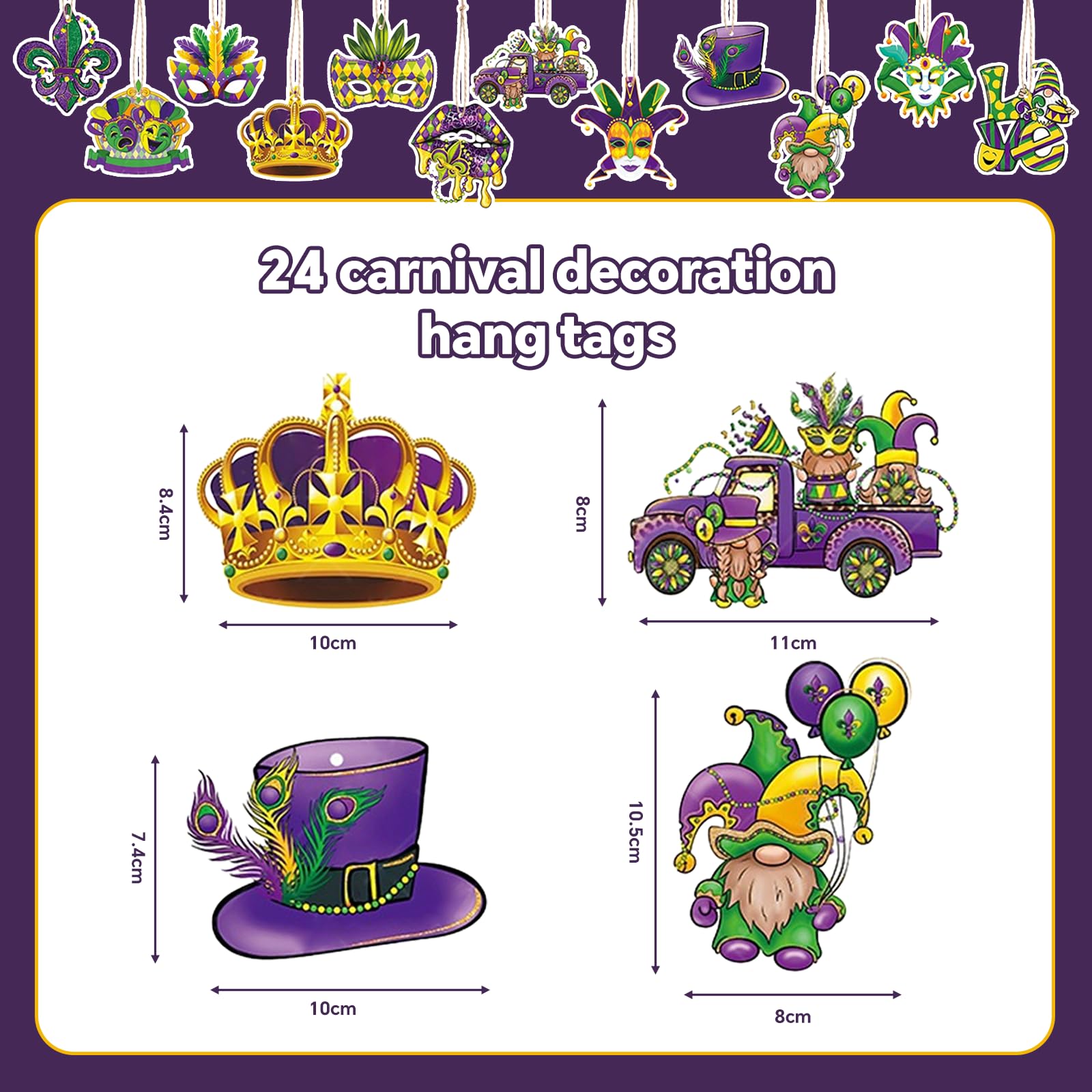 24 Pièce Ornements Suspendus de Carnaval, Ornements Suspendus du Mardi Gras, Masque de Mascarade Décoration, à Utiliser dans Les Décorations pour Les Carnavals, Les Fêtes Costumées, etc