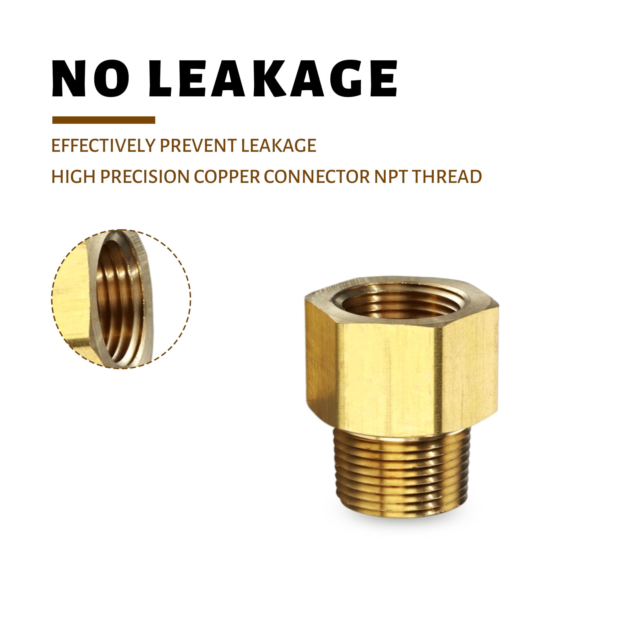 Mosiężna złączka do rur adapter męski na żeński adaptery do rur (5 sztuk) (3/8 cala M x 1/10.2 cm F)