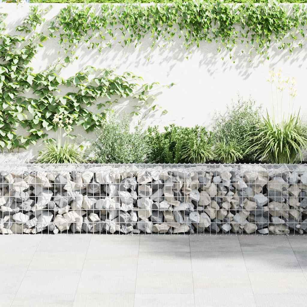Gabionenwand mit Abdeckung Verzinkter Stahl 300×50×50 cm Zaunfeld Sichtschutz Gartenzaun Metall Trennwand Windschutz für Terrasse Balkon und Vorgarten