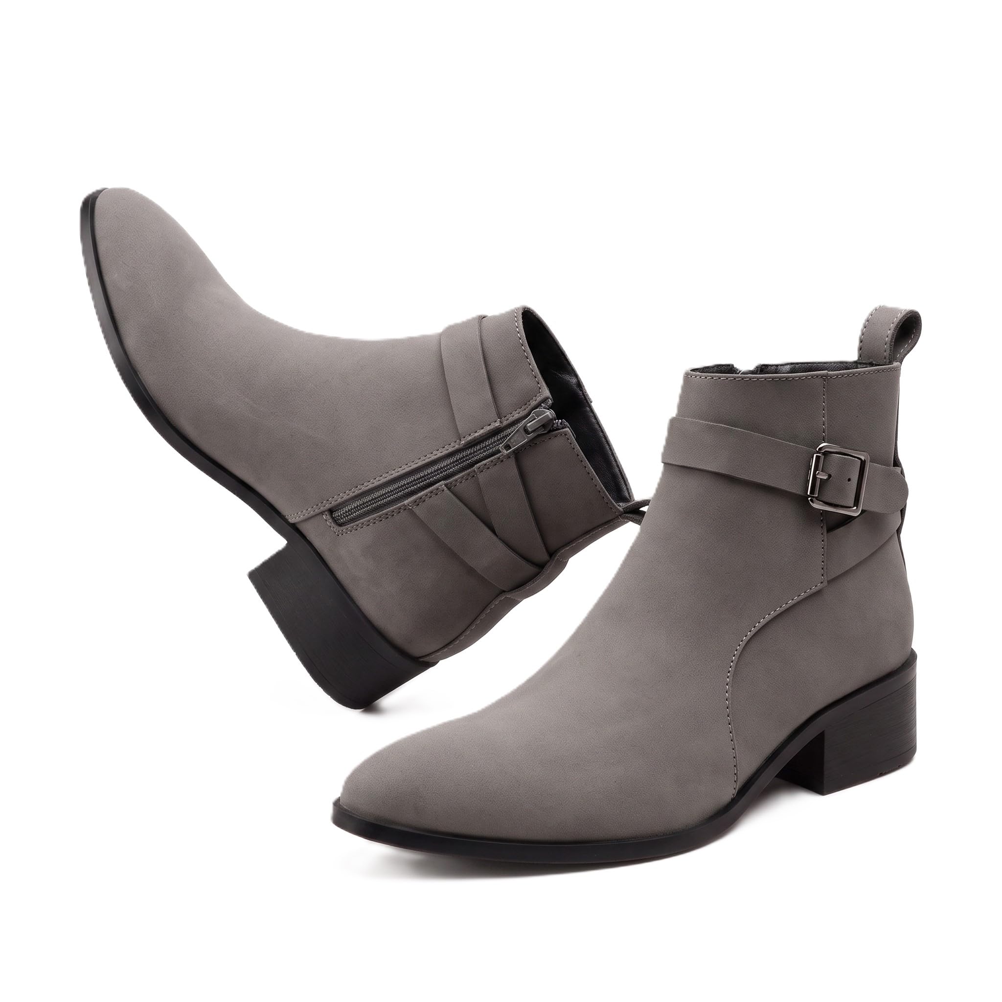 Men's Office Wear Slip-On Chelsea Boots | Matte Faux Leather Hightop Ankle Boots With Metal Buckle Design & Block Heel PU Sole.-image-25