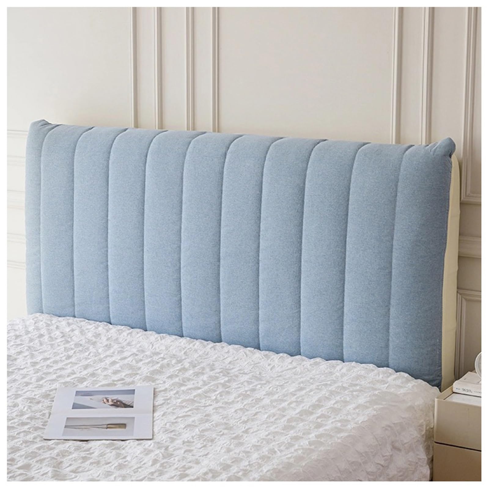 YUEZHONG Linen Bed Headboard Cover for King Queen Full Size, Linen Padded Headboard Slipcover Dustproof Protector for Dormitory Bedroom Decoration(Sky blue,190x60cm/75x24in)