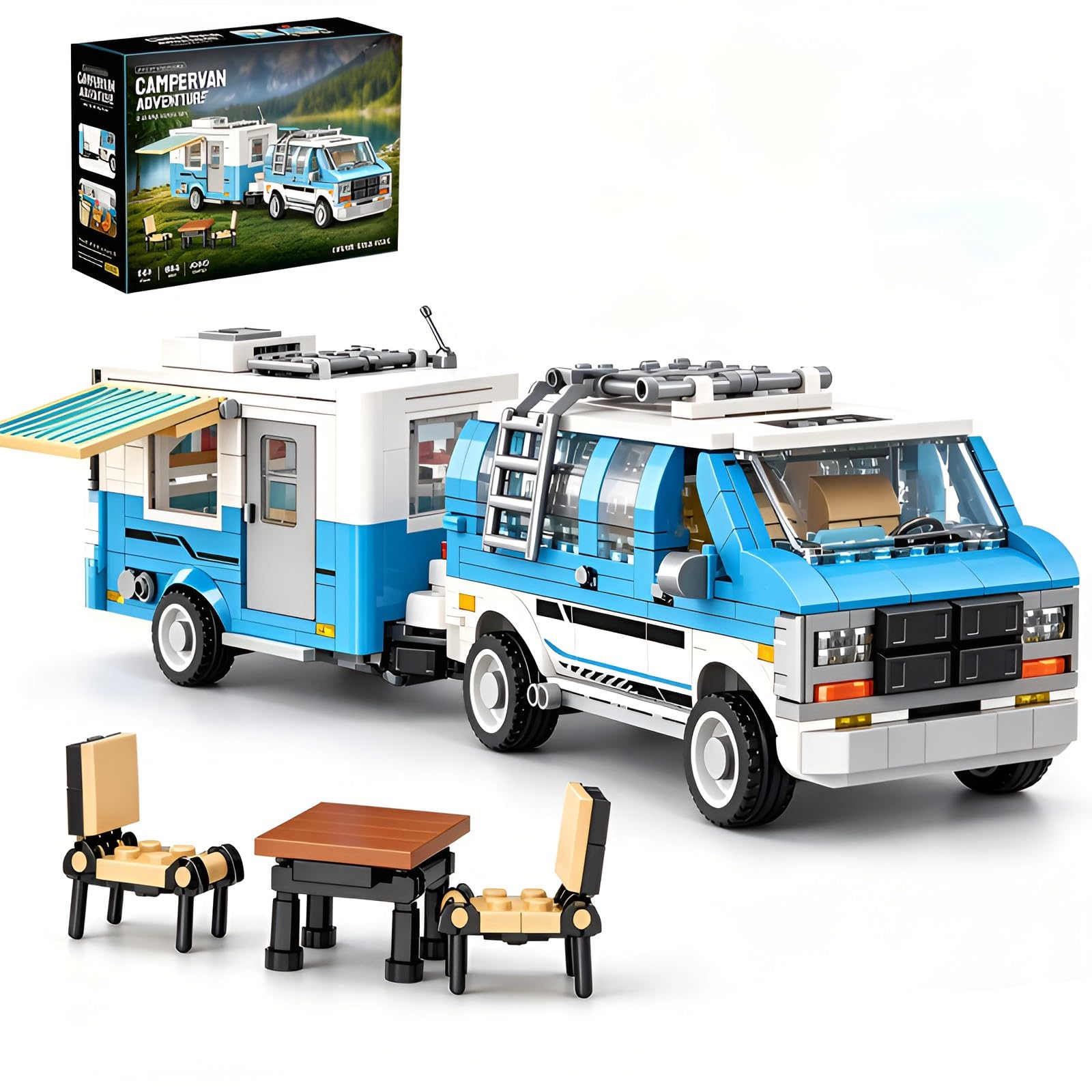 Truck Caravan Trailer Building Set, Camping Campervan Adventure Model Gifts — image 1
