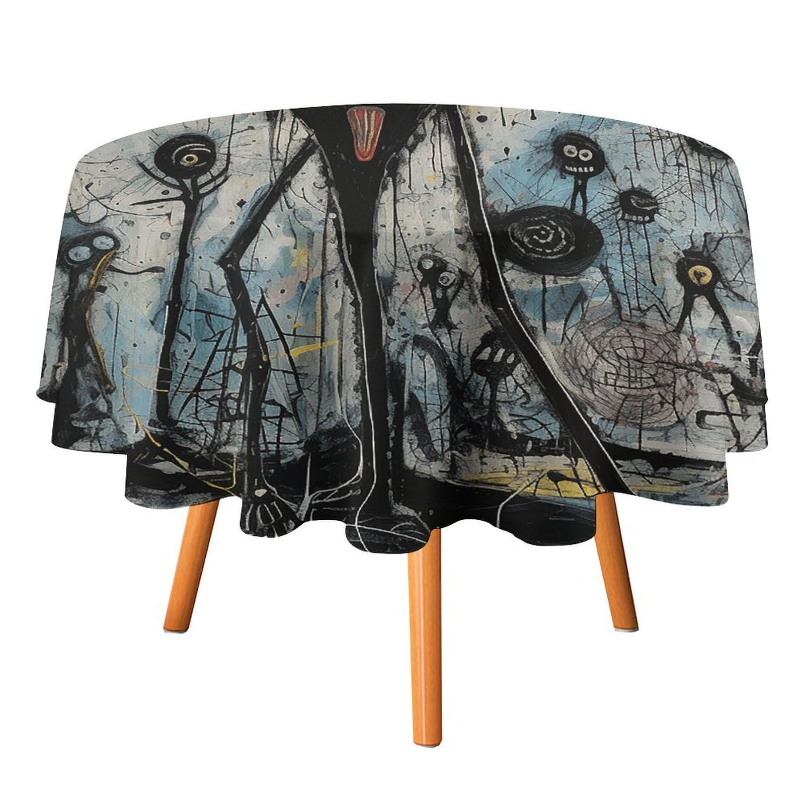 Fekiloot Style Gothic Pictures Round Tablecloth - Heavy Duty And Washable,Polyester Decorative Fabric Table Cover,Tablecloths For Kitchen Dining, Wedding, Birthday Party50x50in