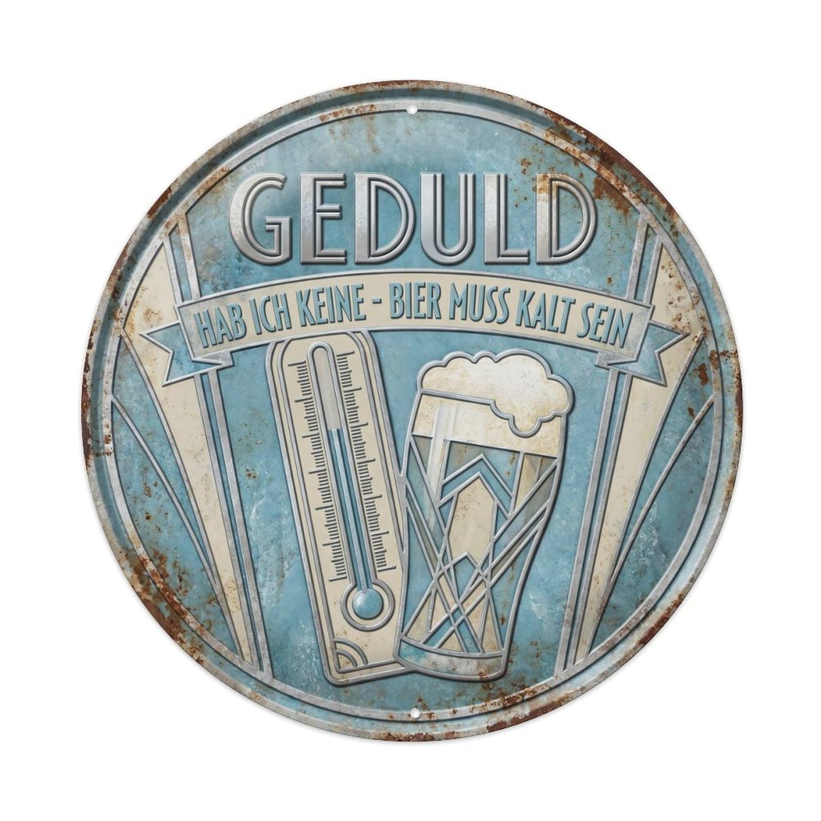 Vintage Bar Style Geduld Humorous Tavern Patience Metal Tin Sign Plaque Wall Decor for Cafe, Club, Garden Round Metal Poster 8x8Inch