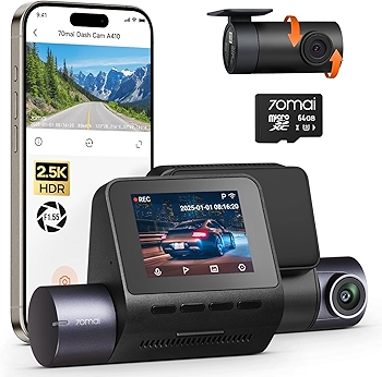 70mai Dash Cam A410: Dual Front and Rear Car Camera System