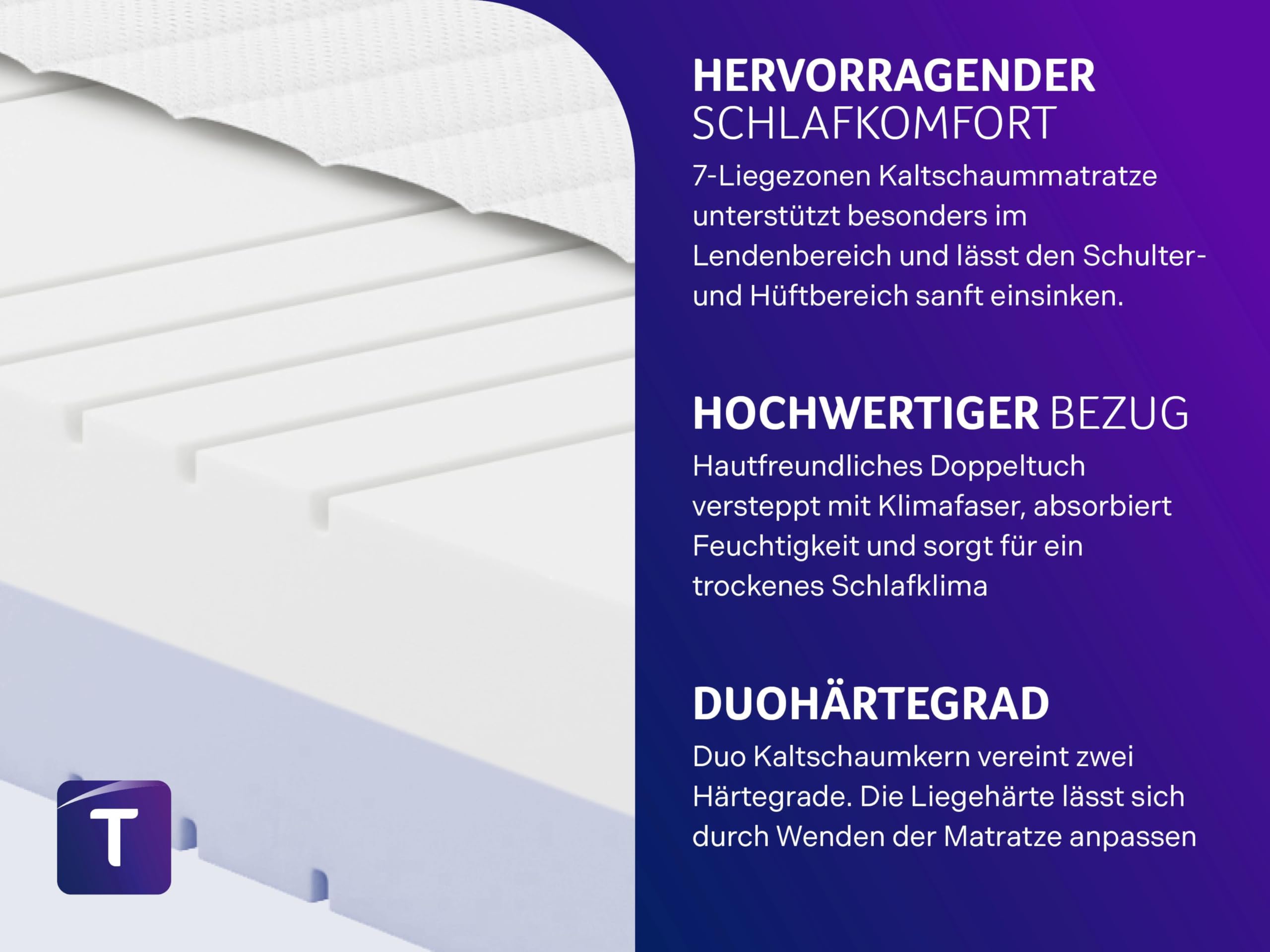 Traumnacht orthopädische Kaltschaum Wendematratze 80x200 cm – Bild 3