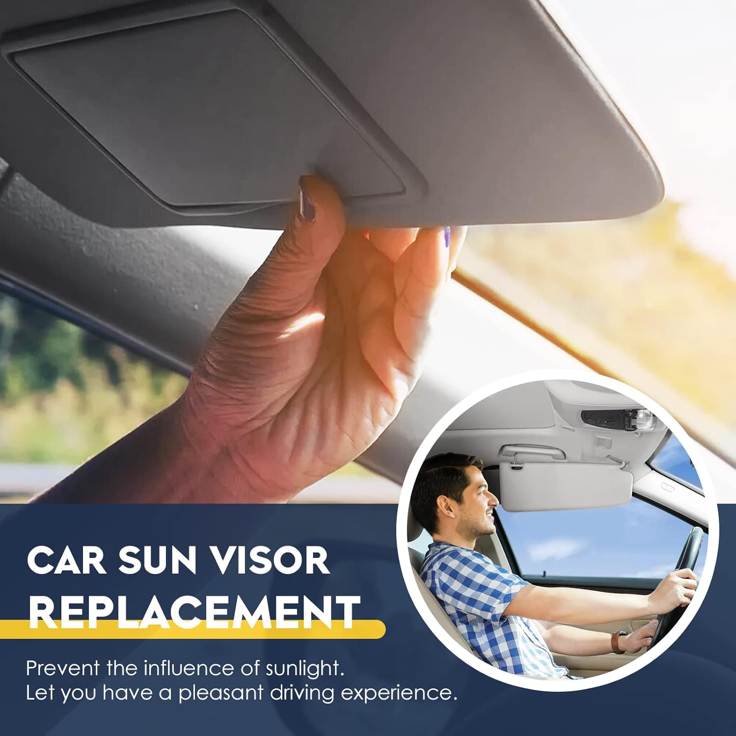 Gray Driver & Passenger Sides Sun Visor with Vanity Light Fit for Honda Accord 2008 2009 2010 2011 2012, Replaces for 83230TA0A91ZA, 83280TA0A91ZB (2Pcs)