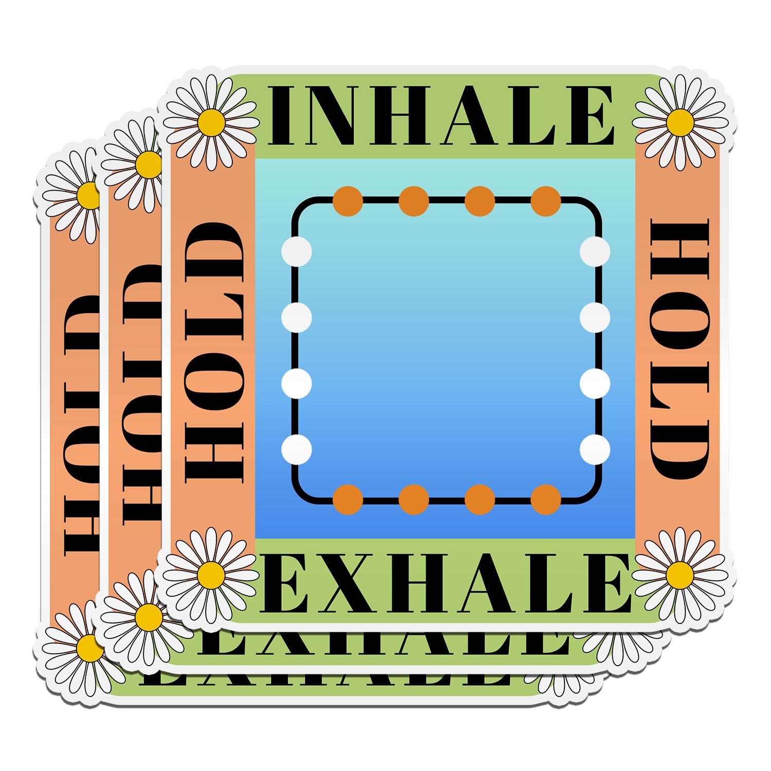 (3PCS) Box Breathing Anxiety Stickers Mindfulness Reminder Square Stickers Self Care, Mental Health Die-Cut Waterproof Vinyl Stickers for Hard Hat