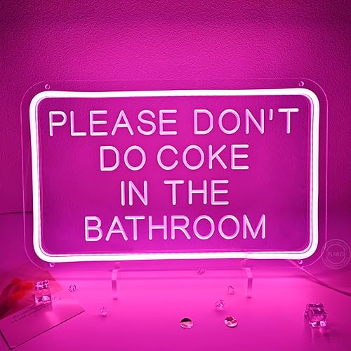 Miniatura 4 de Planzo Letrero de neón LED rosa con texto en inglés Please Dont Do Coke In The Bath para el hogar dormitorio baño sala de juegos bar tienda