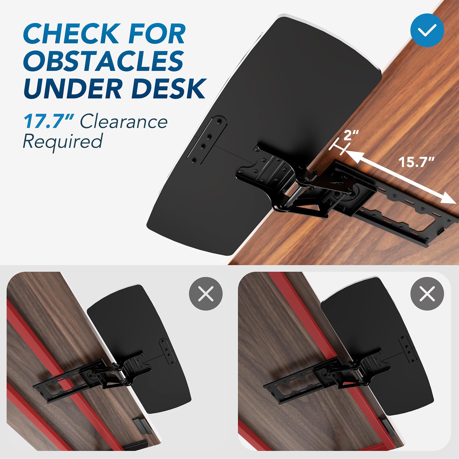 Keyboard-Ablage unter Tisch mit Schublade, höhenverstellbar, ausziehbar, 360° schwenk- und neigbar, ergonomische Unter-Tisch-Montage für Tastatur & Maus, geeignet für Gaming & Home Office, 28'' x 11''