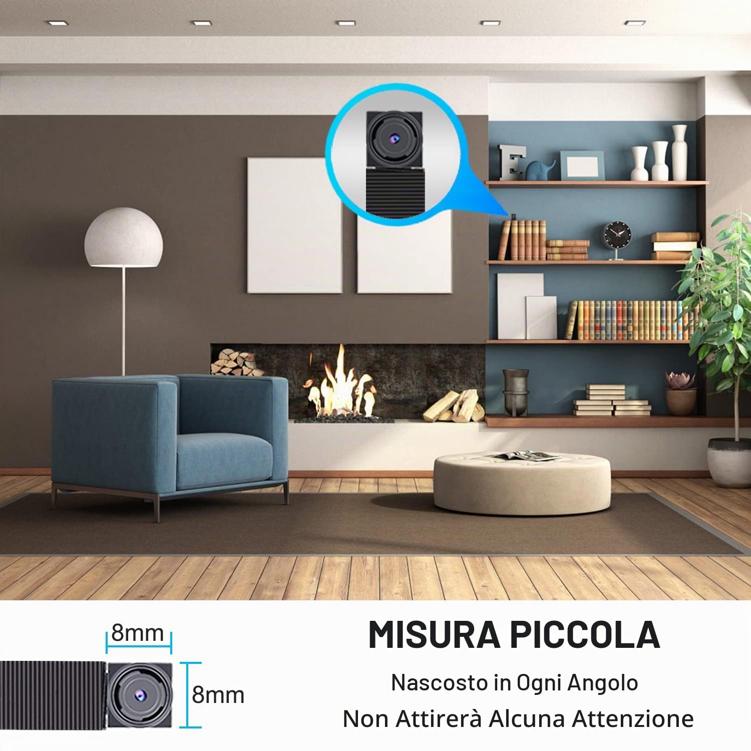 OTADUG Telecamera Spia Interno Invisibile 1080P Mini Telecamera Spia Nascosta Micro Spy Cam Sorveglianza con Telecamera e Microfono/Scheda SD 32 Gb/Lunga Durata Batteria (Rilevamento di Movimento)