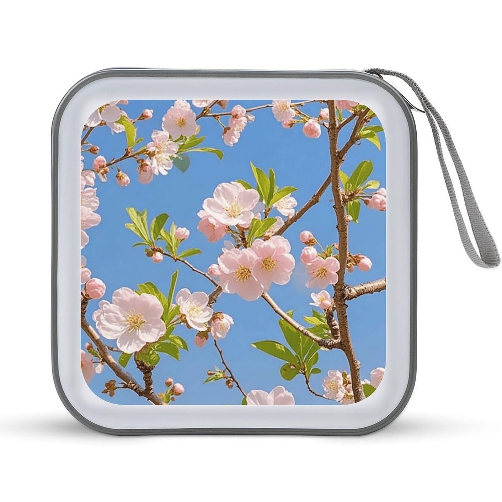 Étui CD motif floral japonais en plastique robuste sacoche fleurs de cerisier de salon