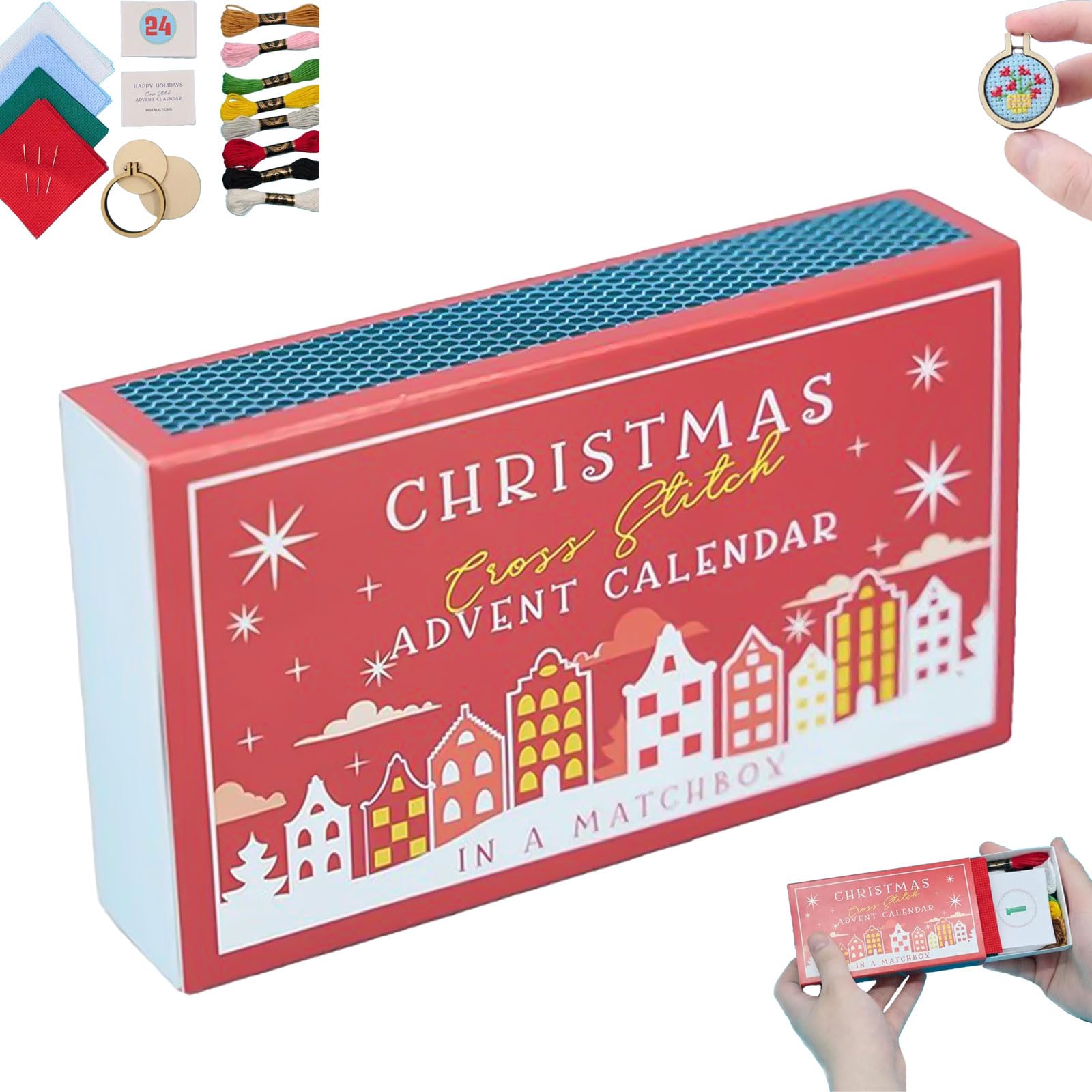 Christmas Cross Stitch Advent Calendar, Embroidery Advent