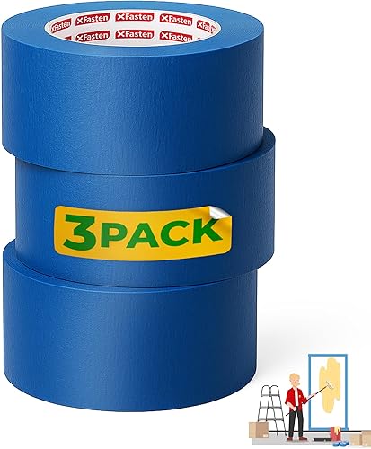 Miniatura 30 de XFasten Cinta azul profesional para pintores, multiuso, 3 pulgadas x 60 yardas, tecnología de línea de borde afilado, produce líneas afiladas