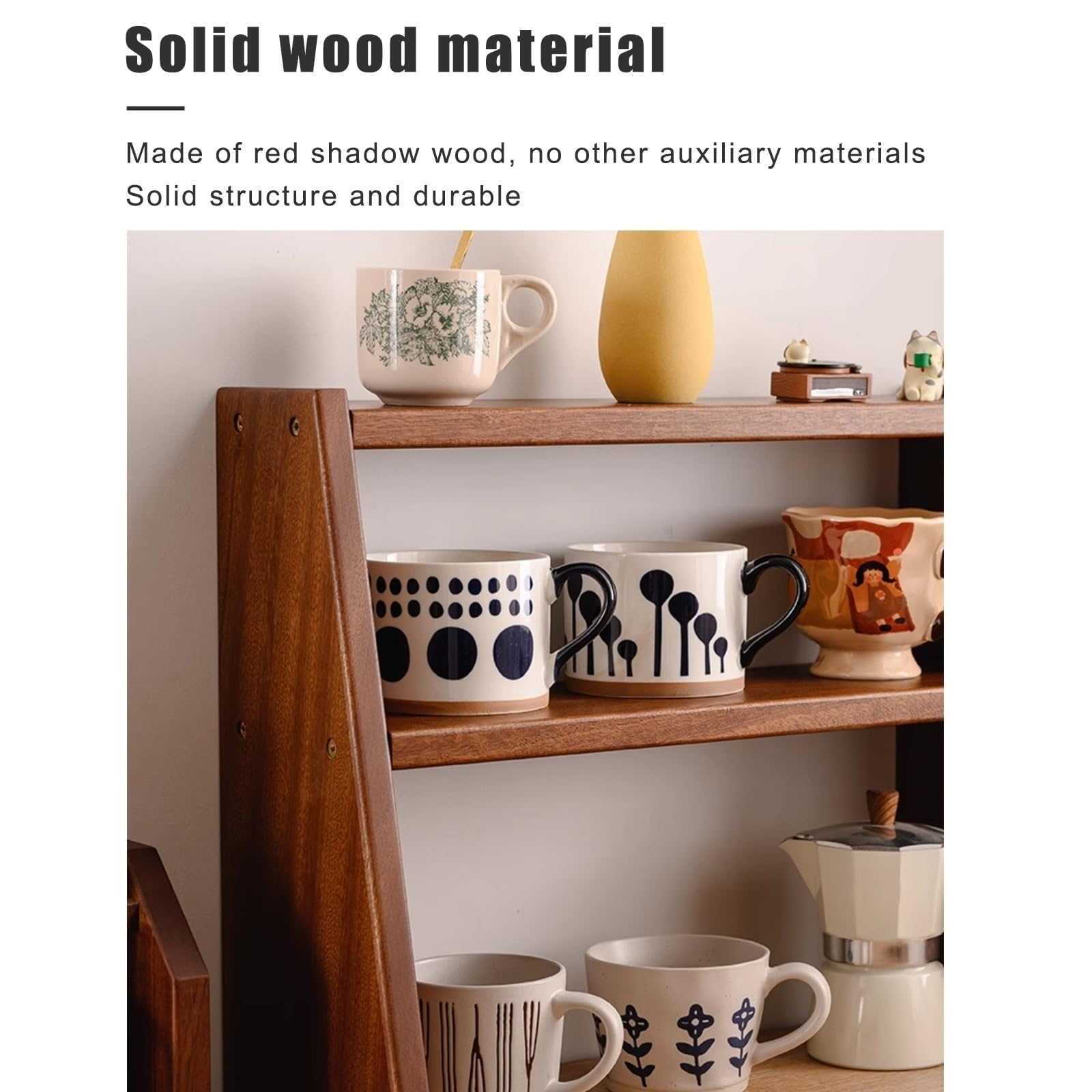 Generisch Tassenablage, Tischregal aus Holz – Mehrzweck-Kaffeebecherhalter und Gewürzorganizer für Küche und Esszimmer – Tischaufsteller (49 x 19 x 39 cm)