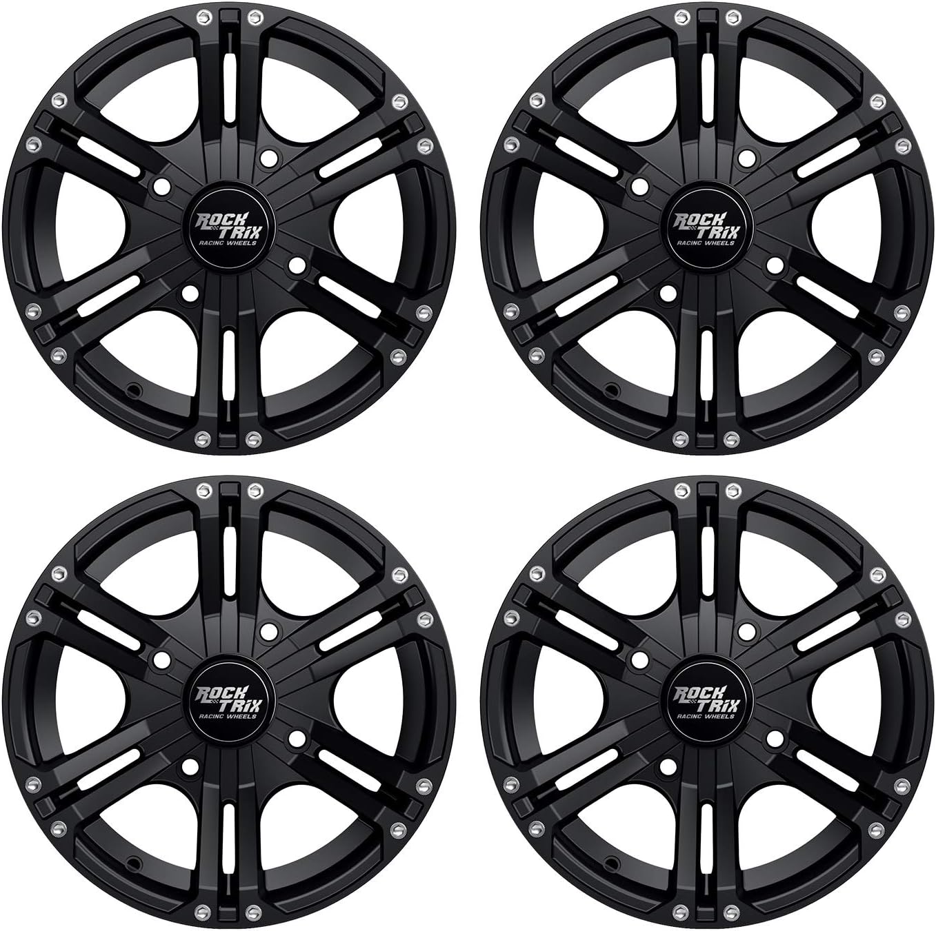 RockTrix RT101 4pc 14in ATV Wheels 4x110 Rims, 14x7, 5+2