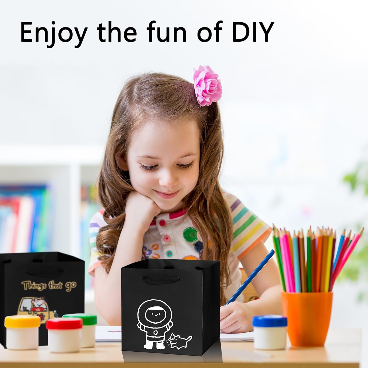 IN-JOOYAA Black Square Gift Bags Large Paper Bags Party Favor Bags with Rope Handle 10 Pcs (10 x 10 x 10 in, Black) - Image 5