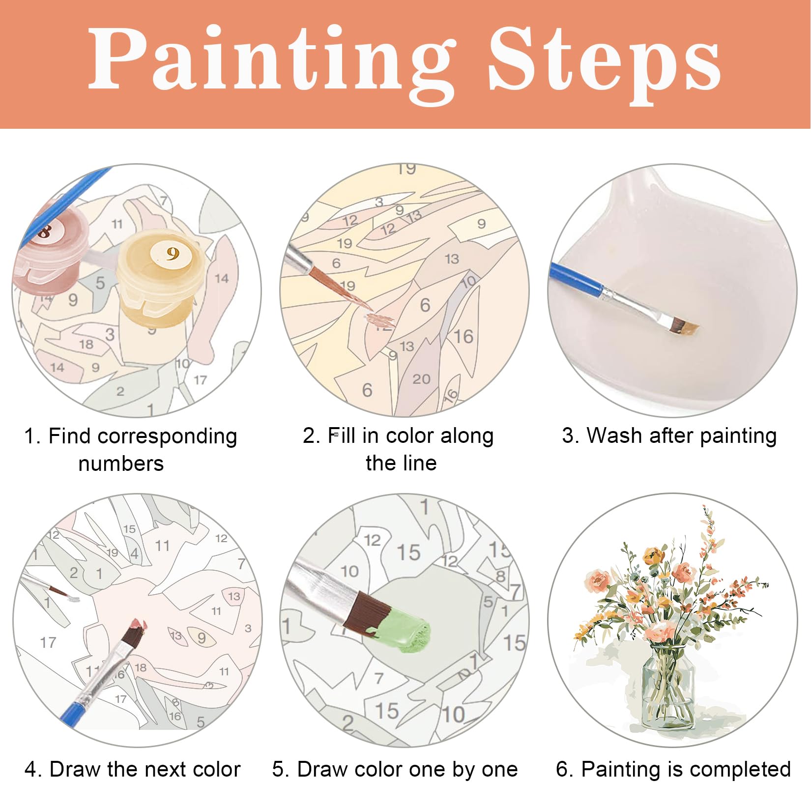 TARATH Pintar por Numeros para Adultos,DIY Painting by Numbers Kits,Pintura de Bricolaje sobre Lienzo con Pinceles Decoración para el hogar Regalo de pared-Globos de colores40*50cm(sin marco) — view 6