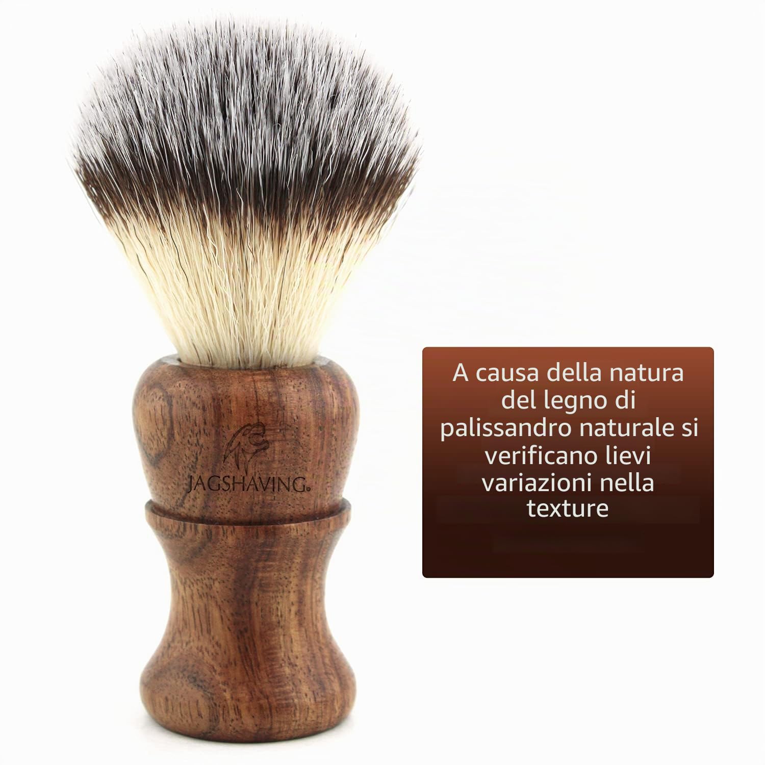 Jag Shaving - Set da barba sostenibile, 3 pezzi, in legno, pennello da barba con setole sintetiche, rasoio con lametta a doppio filo da donna e da uomo, piedistallo