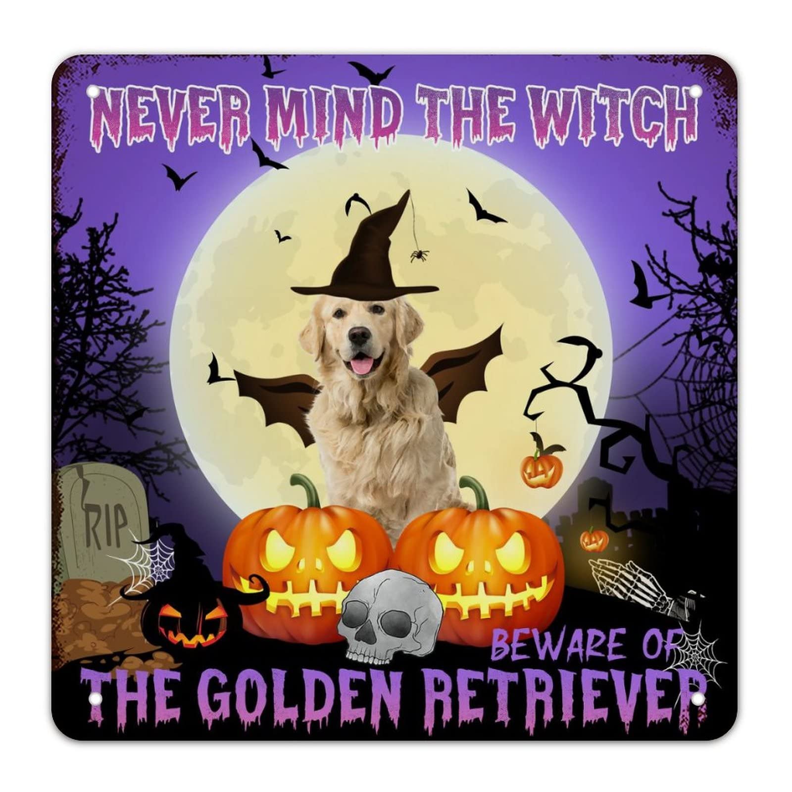 Panneau métal Halloween sorcière pour remplacer les décors jetables