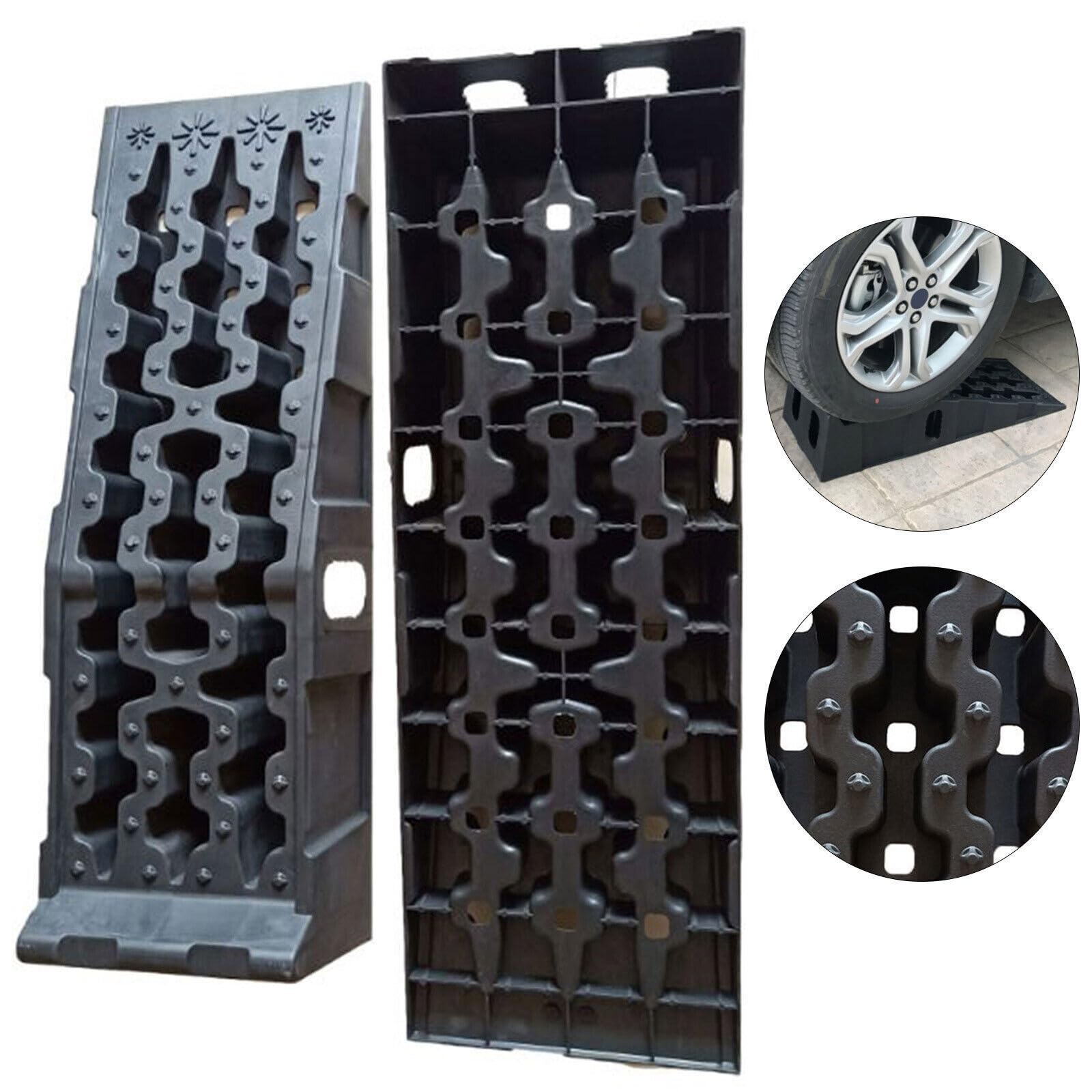 2 stuks oprijplaten, oprijplaat, zware belasting, hefbrug, oprijplaat, tot 7,25 ton/16000 lbs auto-opritplatform, robuust kunststof design, voor autoreparatiehellingen