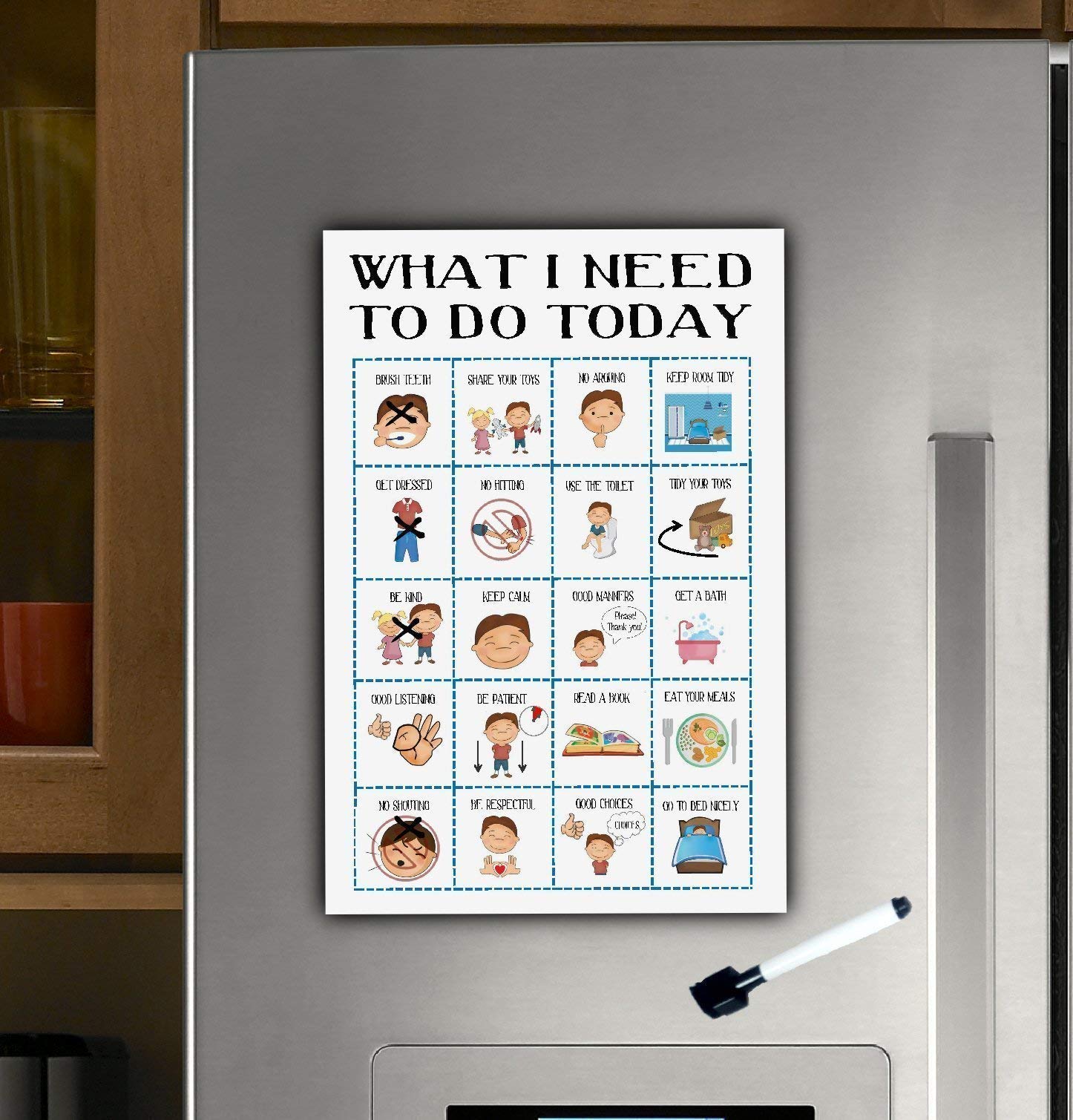 Kids Daily Routine, Boys Magnet Checklist, Daily Routine Chart, Dry Wipe, What I need to do today, Reward Chart, Autism, ADHD, Dyslexia, Visual Aids
